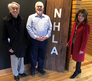 (L-R) Southwest Architecture Engineering Technologies Program Coordinator Robert Tom, NHLA Chief Inspector Dana Spessert, and Southwest Associate Vice President of Workforce and Economic Development and Continuing Education Anita Brackin at NHLA Headquarters in Memphis.