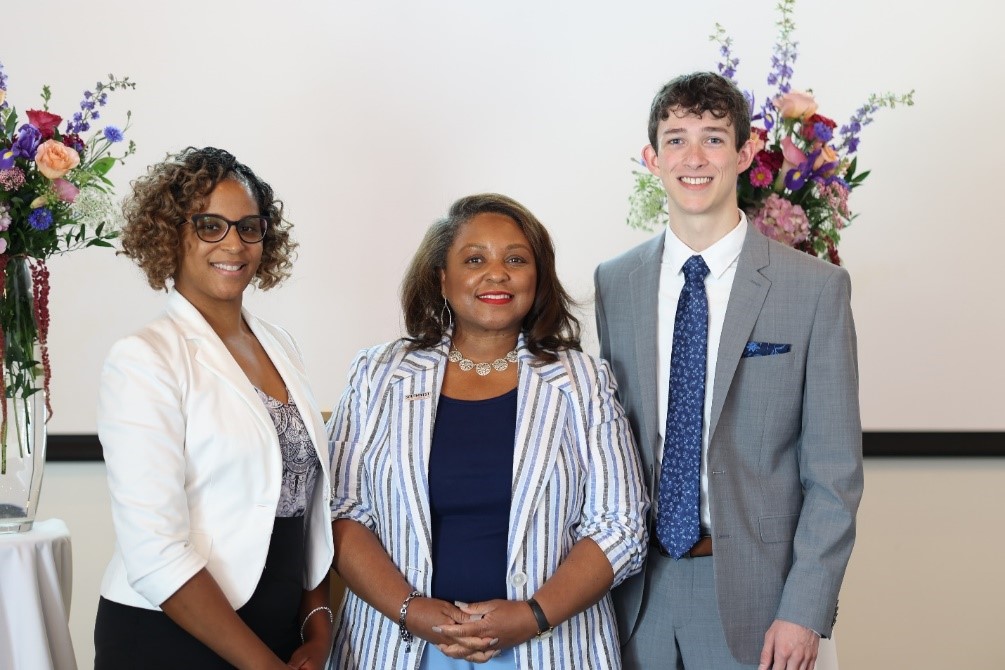 (L-R) Nalo Frazier, Southwest President Dr. Tracy D. Hall and Connor Taylor at the Foundation’s inaugural Donor Appreciation Luncheon May 17, 2022. 