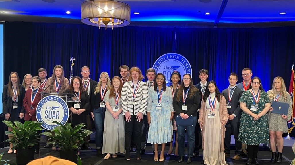 PTK students pose for a photo at the TBR Student Honors Luncheon in Nashville on March 30, 2022