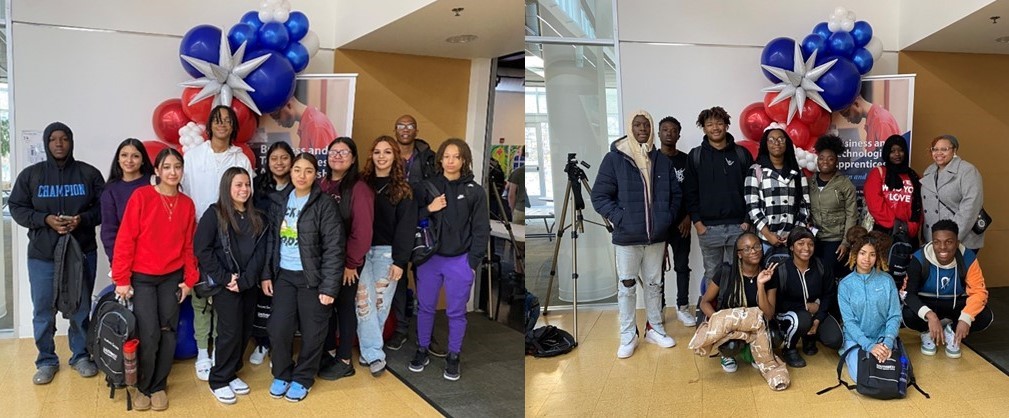 Students from Southwind and Bolton high schools at Southwest’s IT Apprenticeship Showcase and Mixer inside the Bert Bornblum Library. 