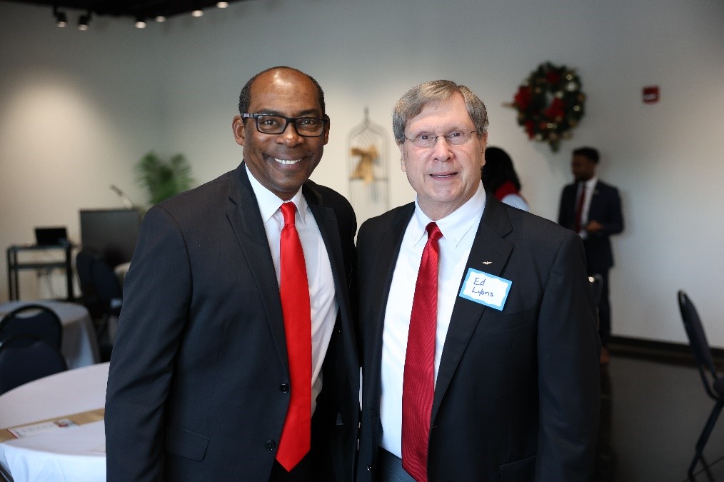 Pictured at the donor reception are Southwest’s Chief Government and External Relations Officer Chuck Thomas and The Southwest Foundation Board President Ed Lyons. 