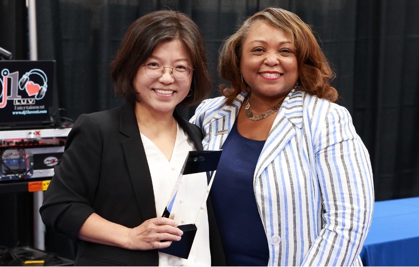 Assistant Professor of Language and Literature, Soyoung Park, was presented the President’s Award by Dr. Tracy D. Hall during the annual faculty and staff awards ceremony.