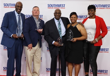 2024 Saluqi Hall of Fame inductees include (l-r): Michael Wilson, Brian Bramlett, Verties Sales, Jr., Andrea Martre and Myquita Mackey.