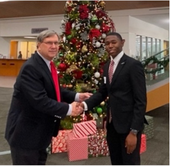 Southwest Tennessee Community College aviation student Darrell DeGraffenreid along with Southwest Foundation Board member Captain Ed Lyon.